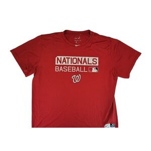 Nike Washington Nationals Baseball Dri FIT T Shirt Mens XXL Red Athletic Cut
